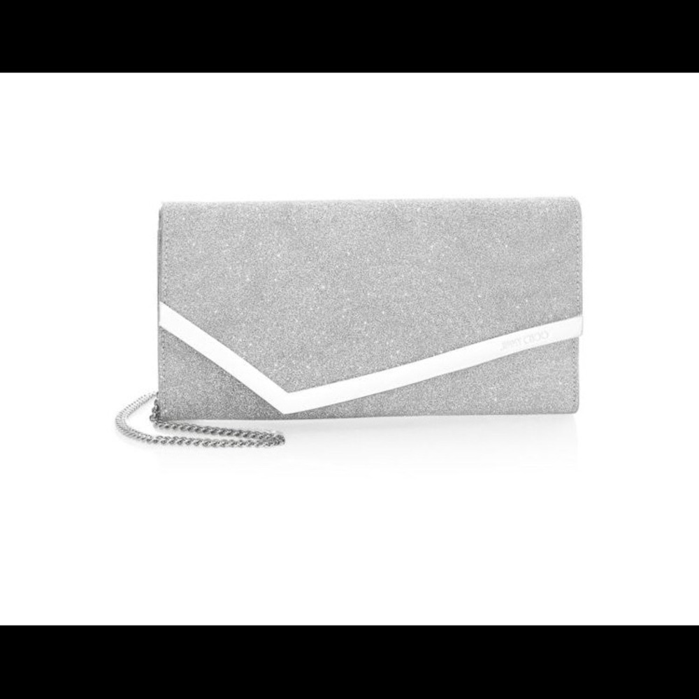 Jimmy Choo Emmie Glitter Leather Clutch
